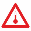 Наклейка «Перевозка при повышенной температуре» (пленка ламинир., сторона 100 мм)
